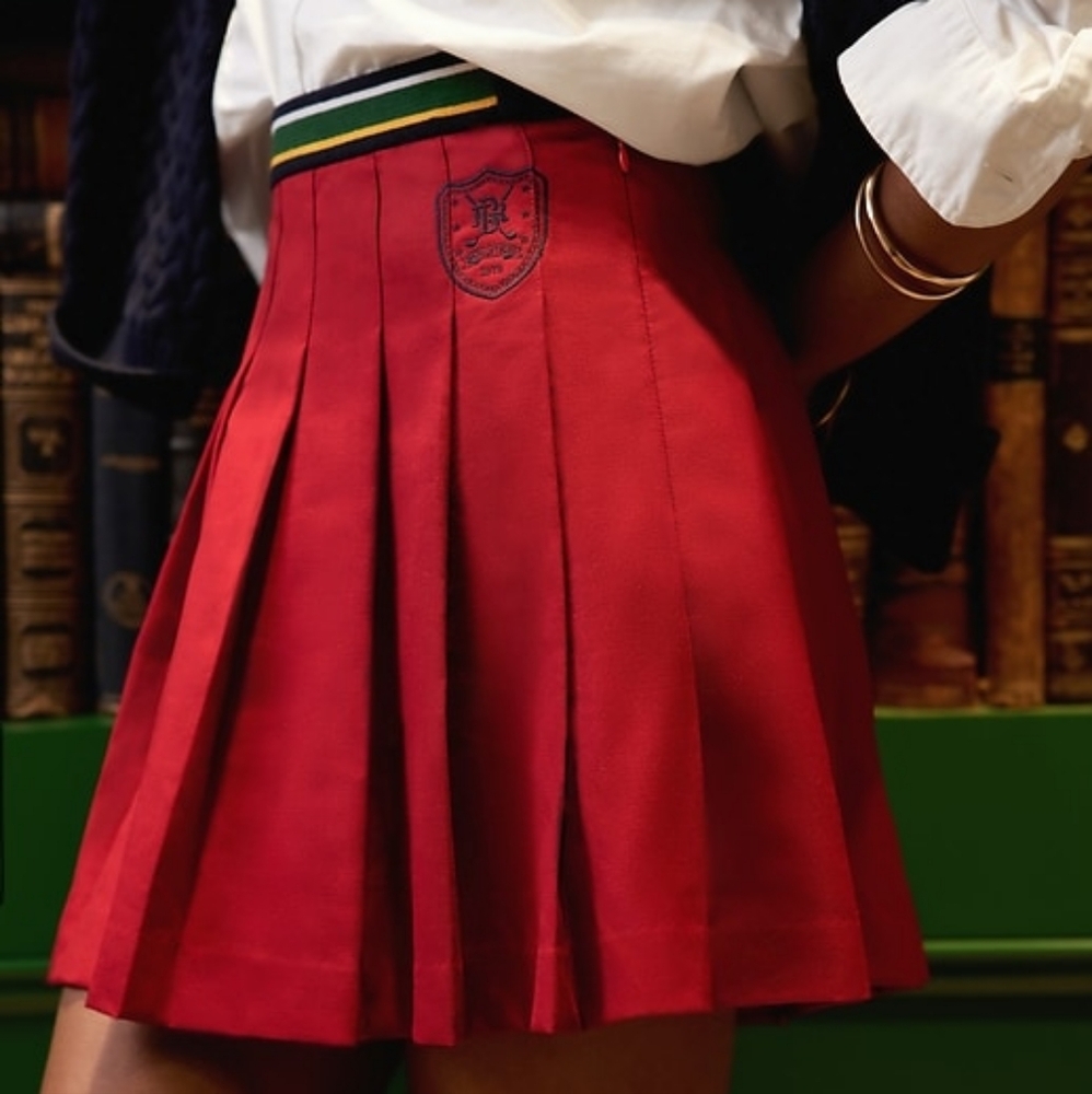 Banana Republic Wool Red Pleated Skirt, 34W